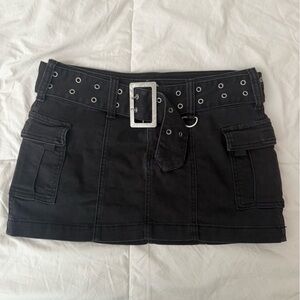 Black Mini Skirt with Silver Buckle